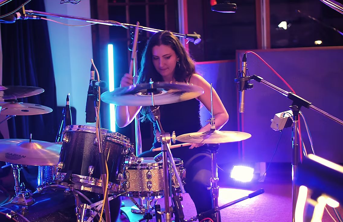 Drummer behind the kit